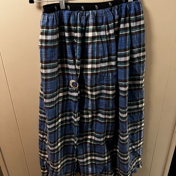 R13 100% Cotton Blue and Green Plaid Midi Skirt kilt - Picture 9 of 9
